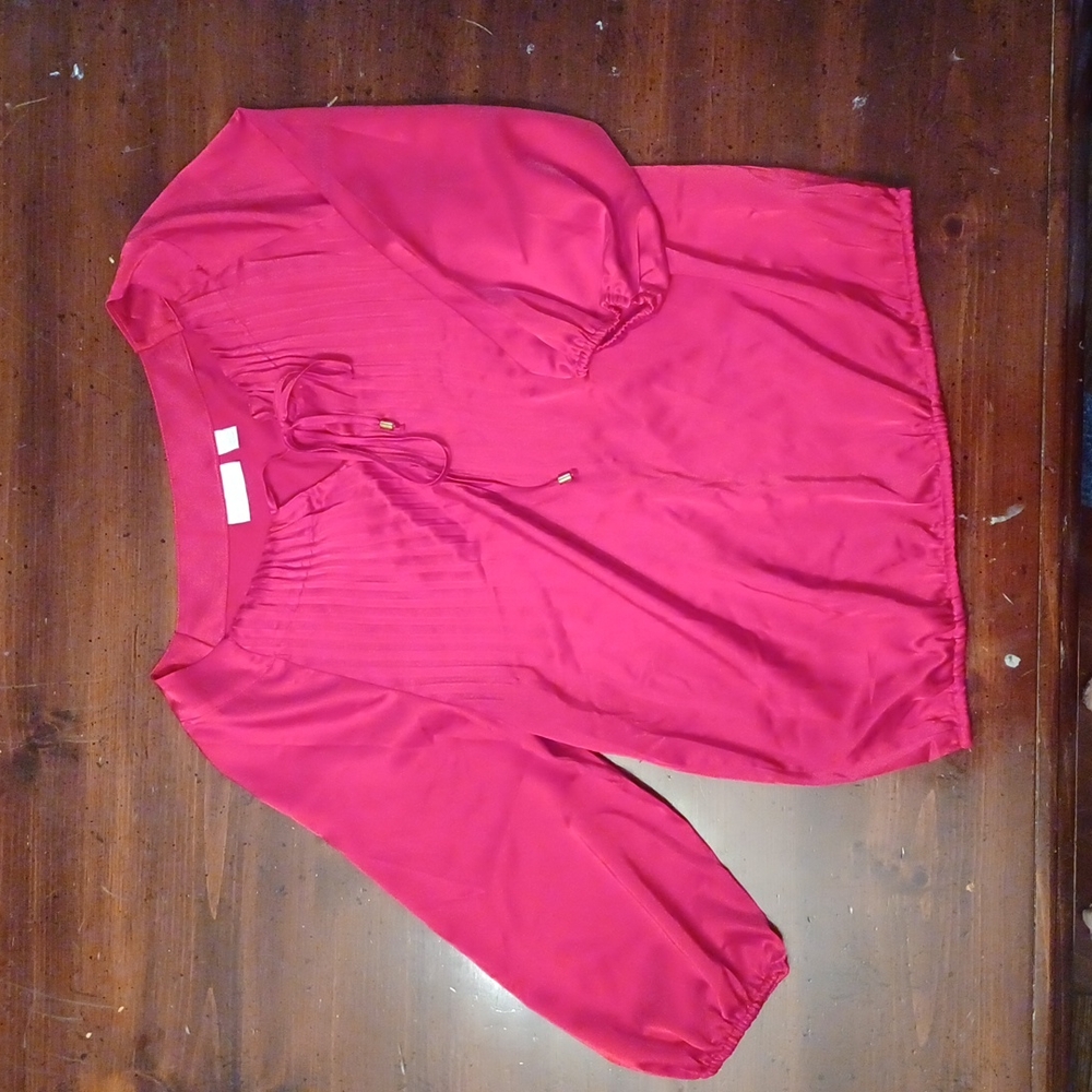 New York & Co silky red blouse